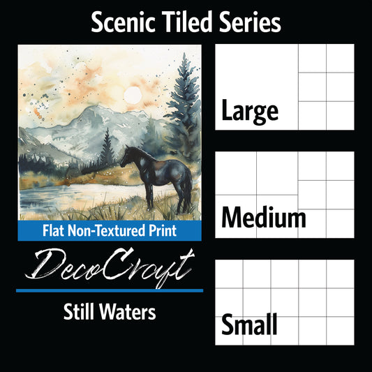 DecoCraft - Scenic Tiles Series - Watercolor Horses - Still Waters