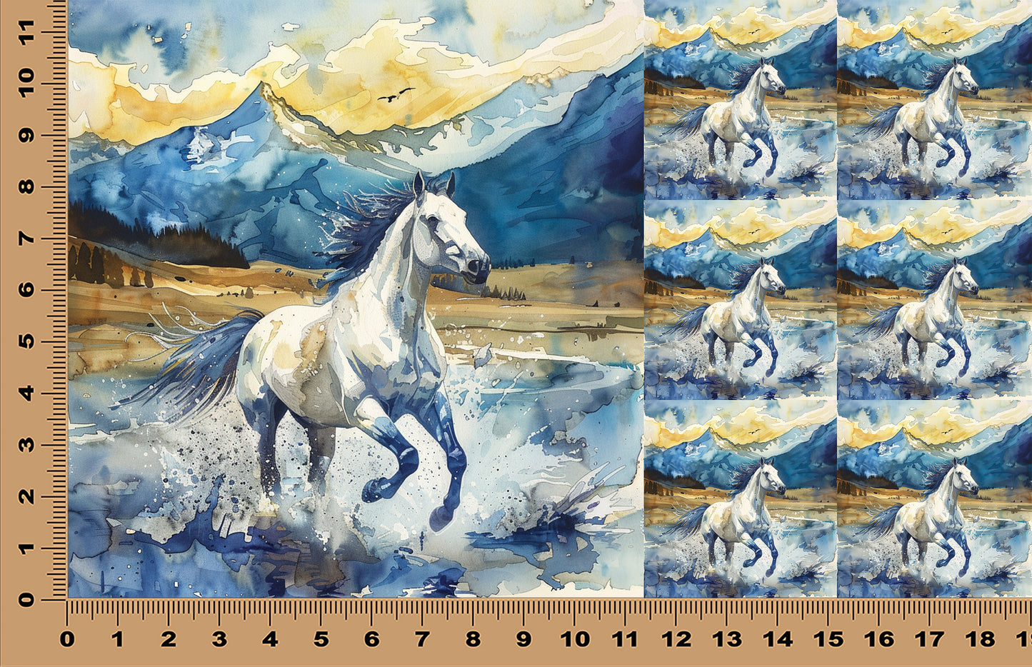 DecoCraft - Scenic Tiles Series - Watercolor Horses - Freedom Run