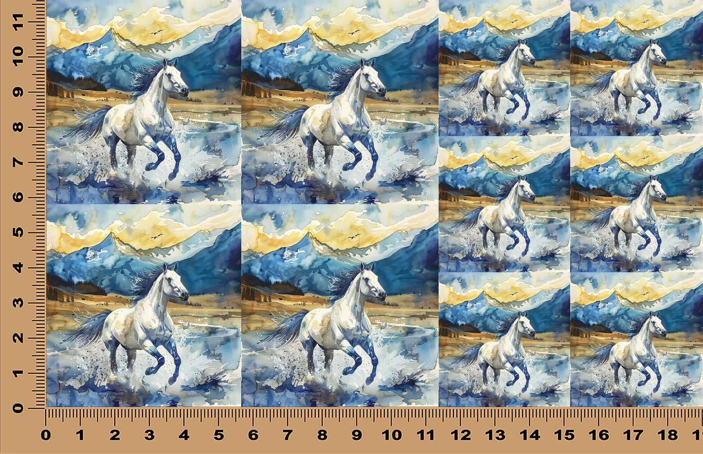 DecoCraft - Scenic Tiles Series - Watercolor Horses - Freedom Run