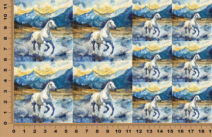 DecoCraft - Scenic Tiles Series - Watercolor Horses - Freedom Run