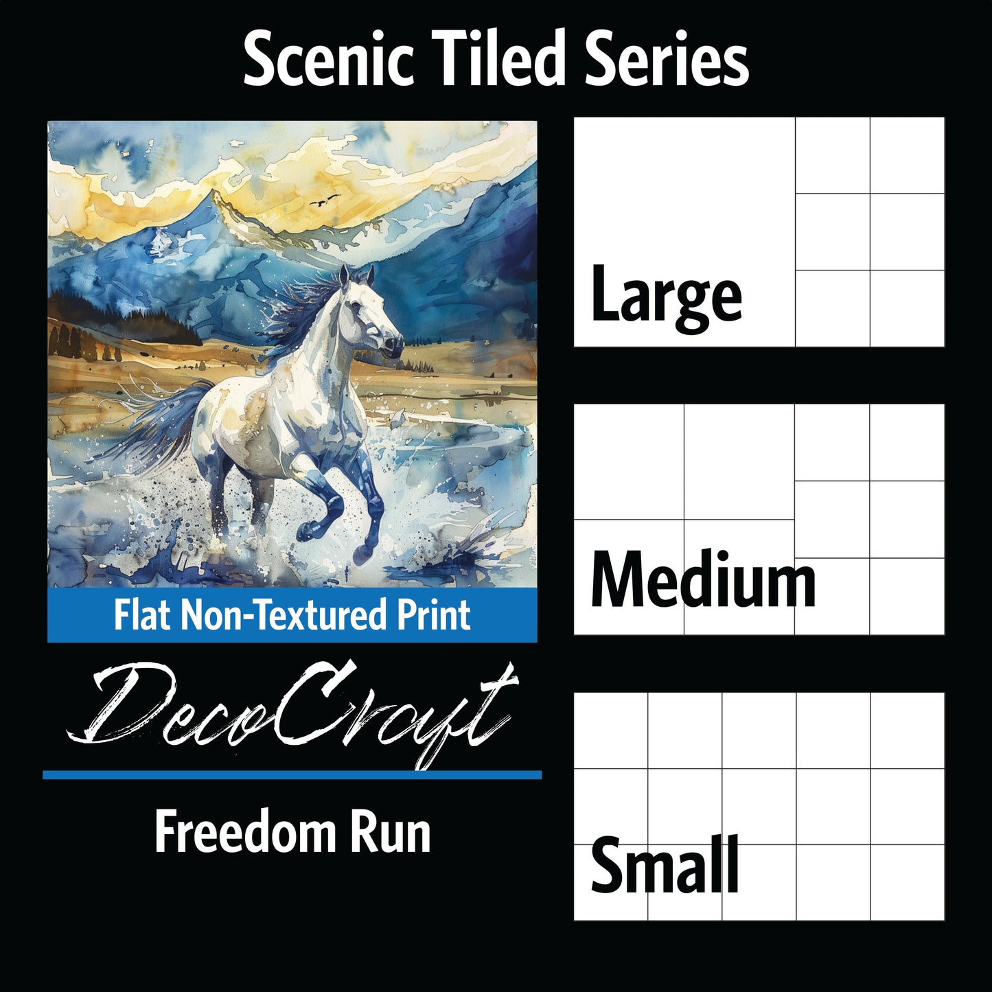 DecoCraft - Scenic Tiles Series - Watercolor Horses - Freedom Run