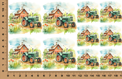 DecoCraft - Scenic Tiles Series - Watercolor Farmhouses - Morning Chores