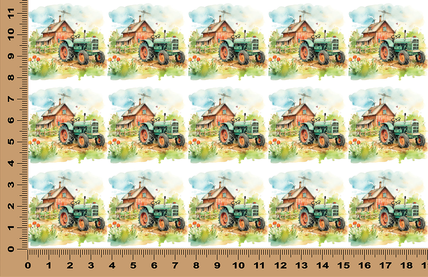 DecoCraft - Scenic Tiles Series - Watercolor Farmhouses - Morning Chores