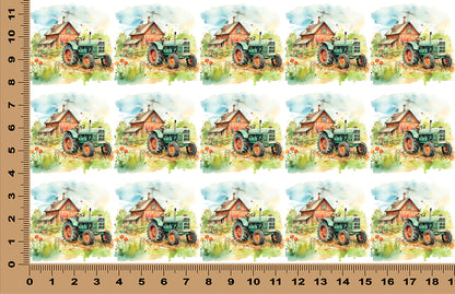 DecoCraft - Scenic Tiles Series - Watercolor Farmhouses - Morning Chores