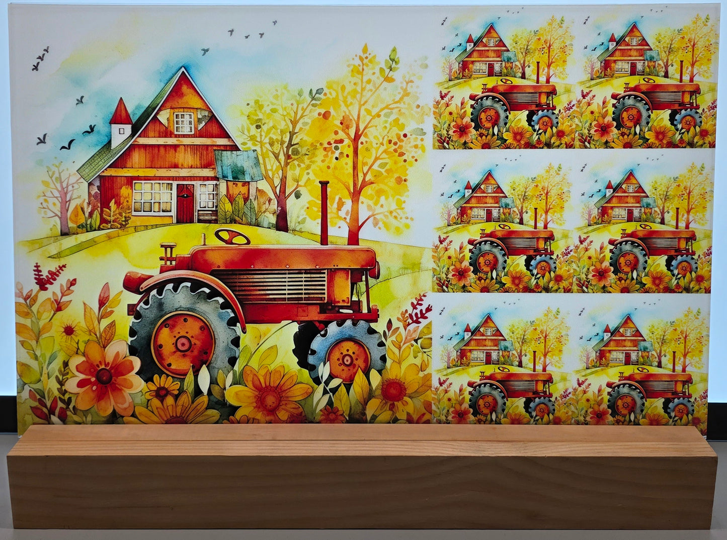 DecoCraft - Scenic Tiles Series - Watercolor Farmhouses - Autumn Field Runner