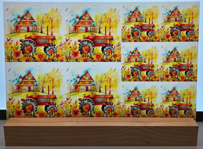 DecoCraft - Scenic Tiles Series - Watercolor Farmhouses - Autumn Field Runner