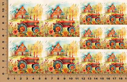 DecoCraft - Scenic Tiles Series - Watercolor Farmhouses - Autumn Field Runner