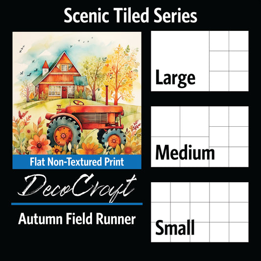 DecoCraft - Scenic Tiles Series - Watercolor Farmhouses - Autumn Field Runner
