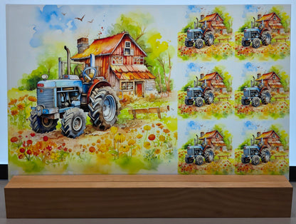 DecoCraft - Scenic Tiles Series - Watercolor Farmhouses - Back Forty Workhouse
