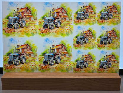 DecoCraft - Scenic Tiles Series - Watercolor Farmhouses - Back Forty Workhouse