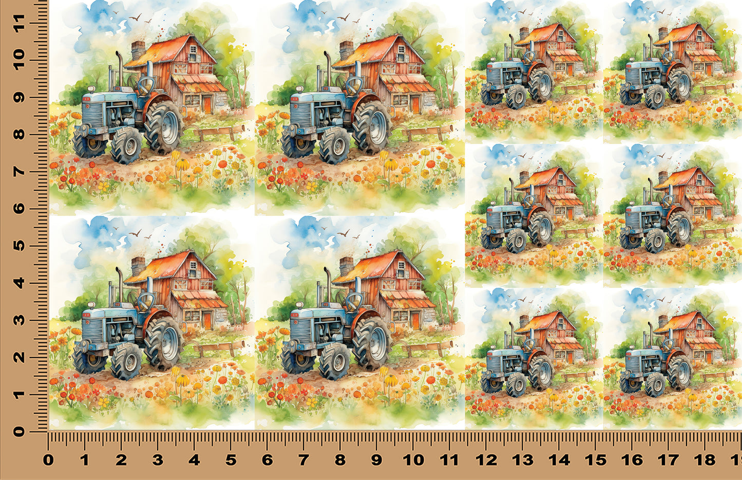 DecoCraft - Scenic Tiles Series - Watercolor Farmhouses - Back Forty Workhouse