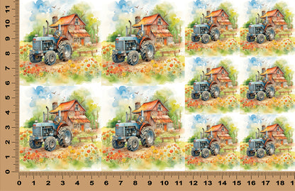 DecoCraft - Scenic Tiles Series - Watercolor Farmhouses - Back Forty Workhouse