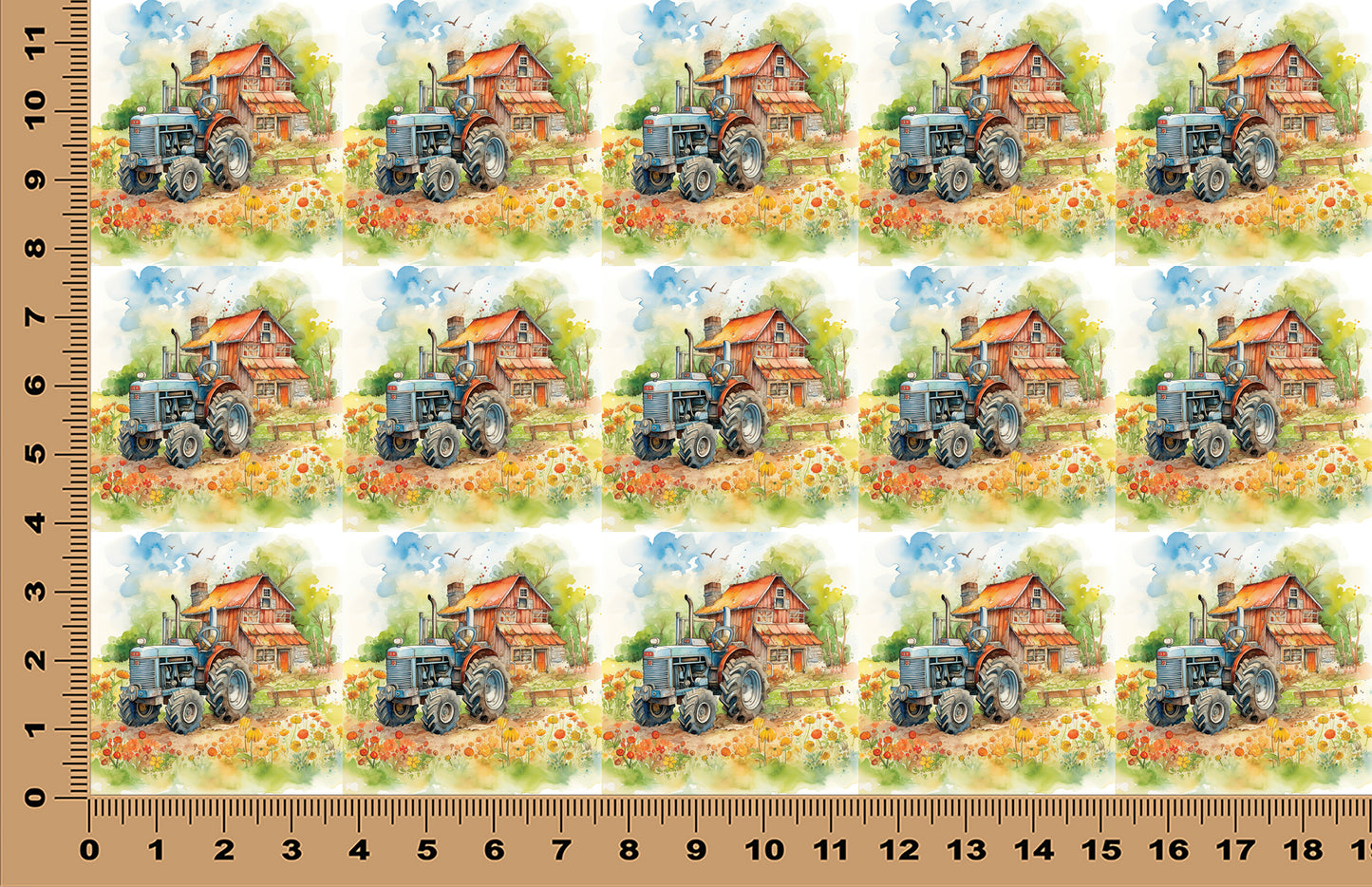 DecoCraft - Scenic Tiles Series - Watercolor Farmhouses - Back Forty Workhouse