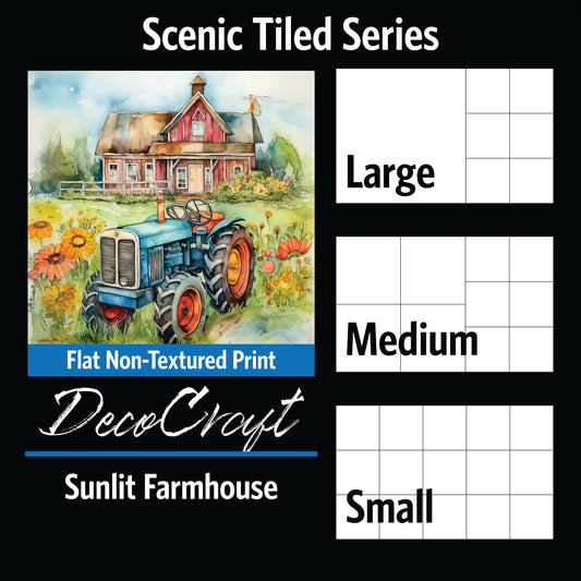 DecoCraft - Scenic Tiles Series - Watercolor Farmhouses - Sunlit Farmstead