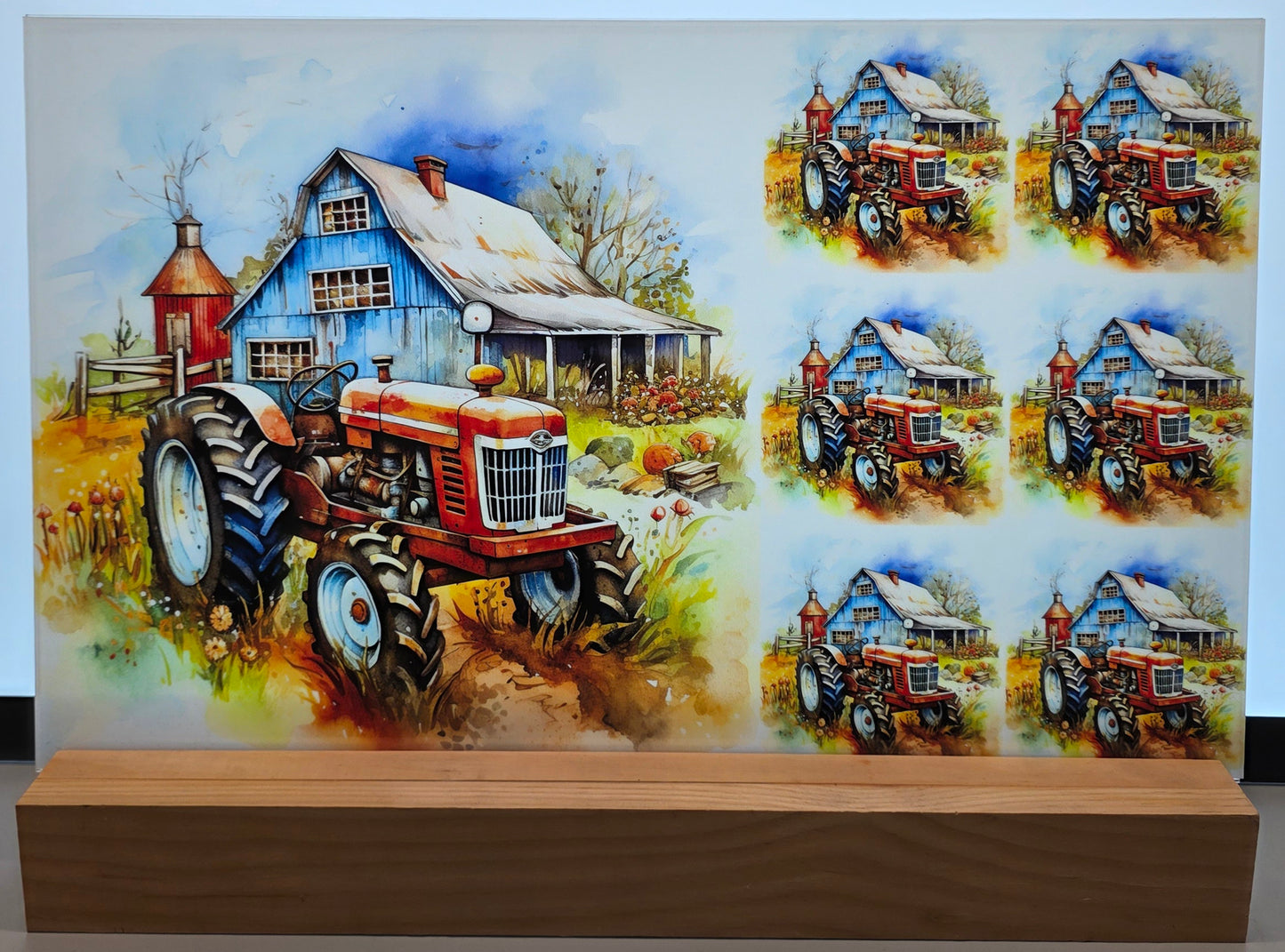 DecoCraft - Scenic Tiles Series - Watercolor Farmhouses - Rust & Roots