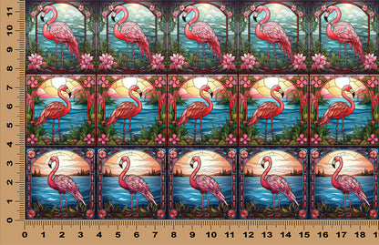 DecoCraft - Scenic Elevated Texture Tiles - Realistic Stained Glass - Flamingo Reflections