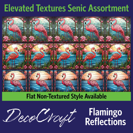 DecoCraft - Scenic Elevated Texture Tiles - Realistic Stained Glass - Flamingo Reflections