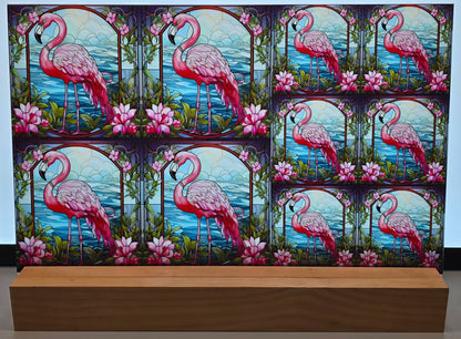 DecoCraft - Scenic Elevated Texture Tiles - Garden Grace Flamingo