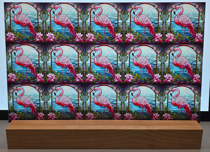DecoCraft - Scenic Elevated Texture Tiles - Garden Grace Flamingo