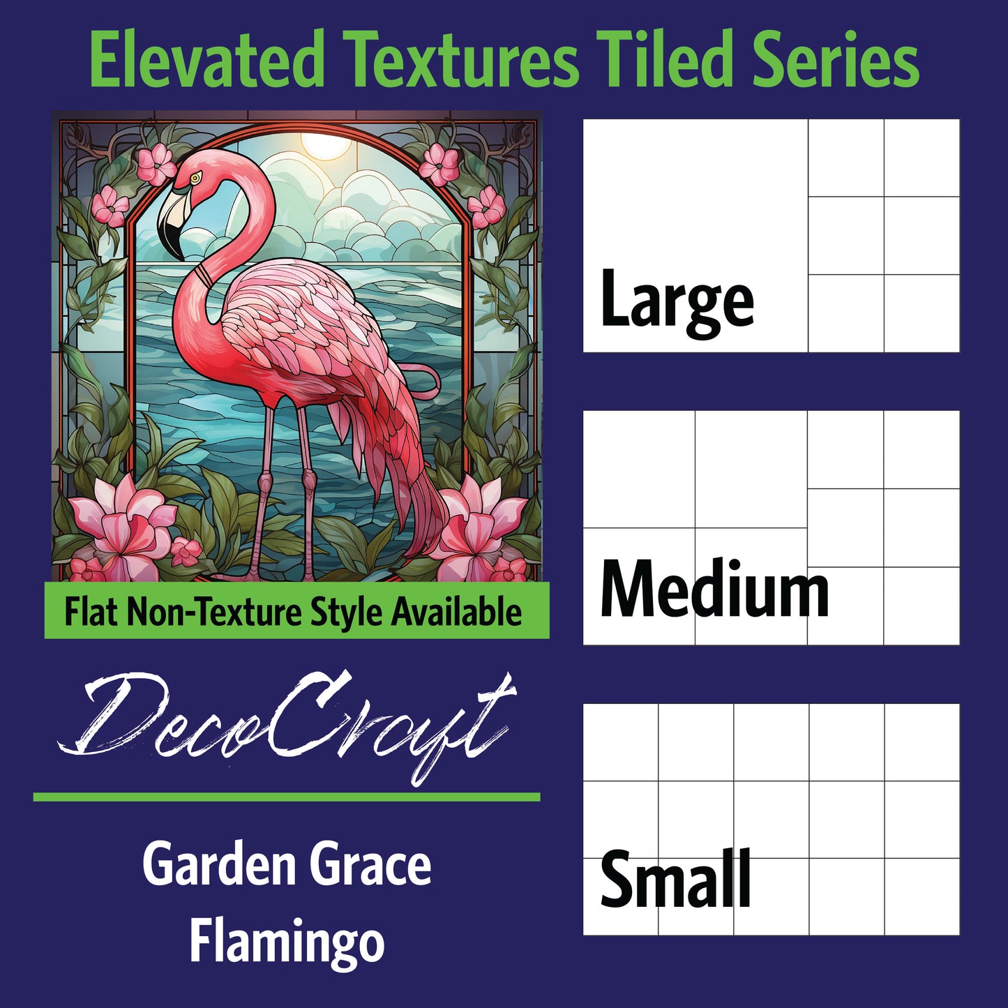DecoCraft - Scenic Elevated Texture Tiles - Garden Grace Flamingo
