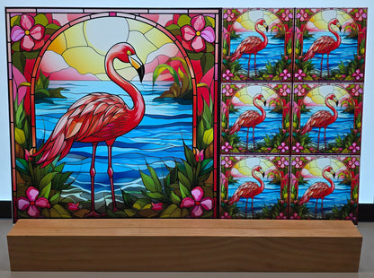 DecoCraft - Scenic Elevated Texture Tiles - Sunset Serenade Flamingo