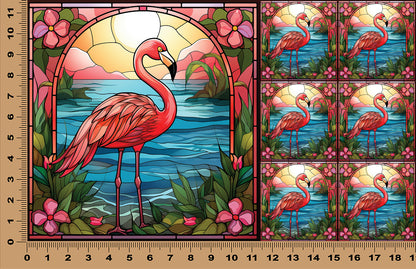 DecoCraft - Scenic Elevated Texture Tiles - Sunset Serenade Flamingo