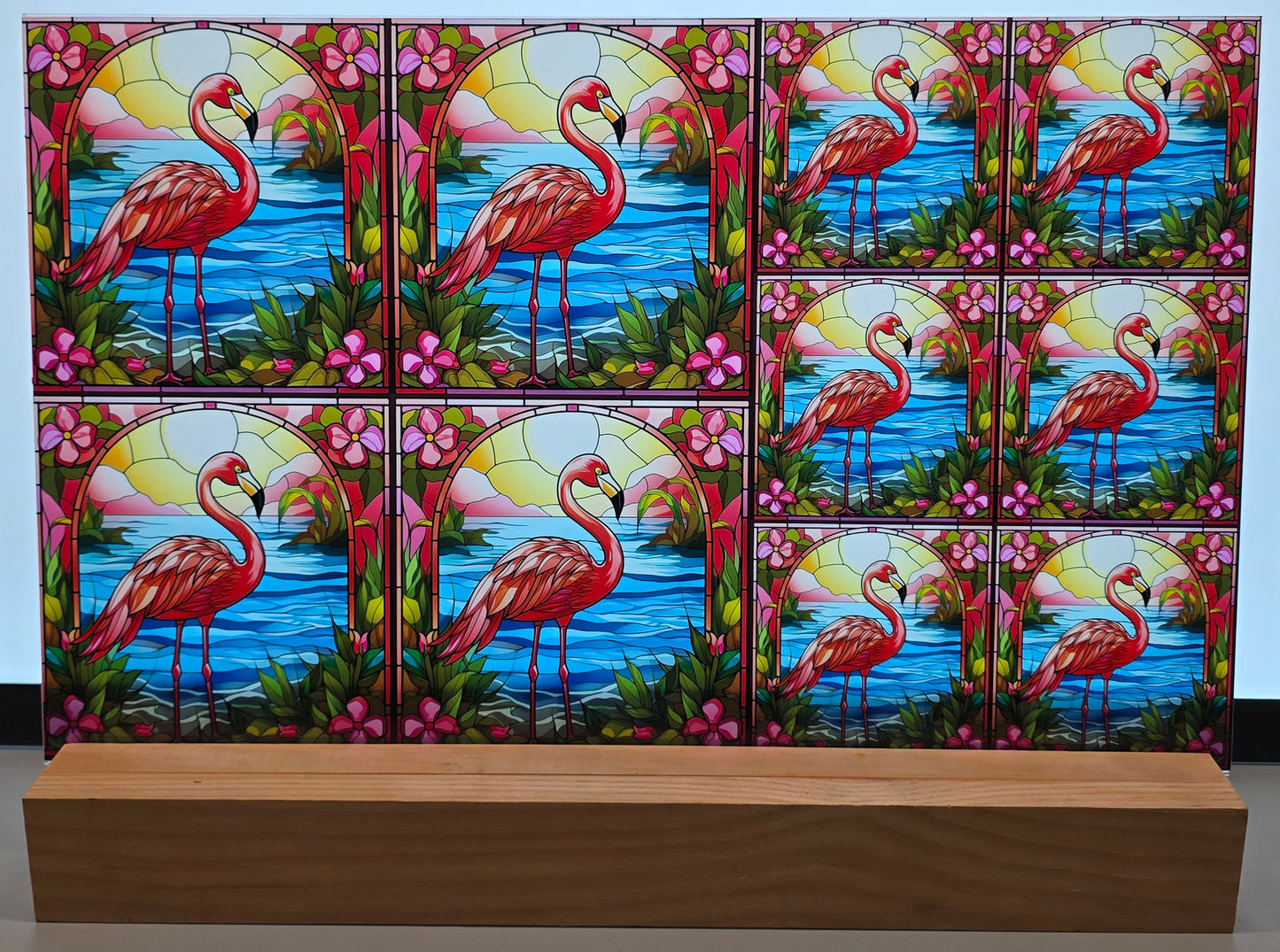 DecoCraft - Scenic Elevated Texture Tiles - Sunset Serenade Flamingo