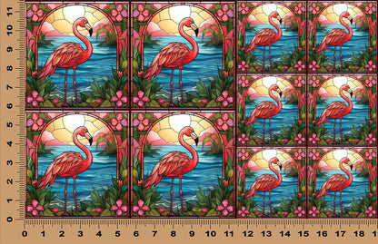 DecoCraft - Scenic Elevated Texture Tiles - Sunset Serenade Flamingo