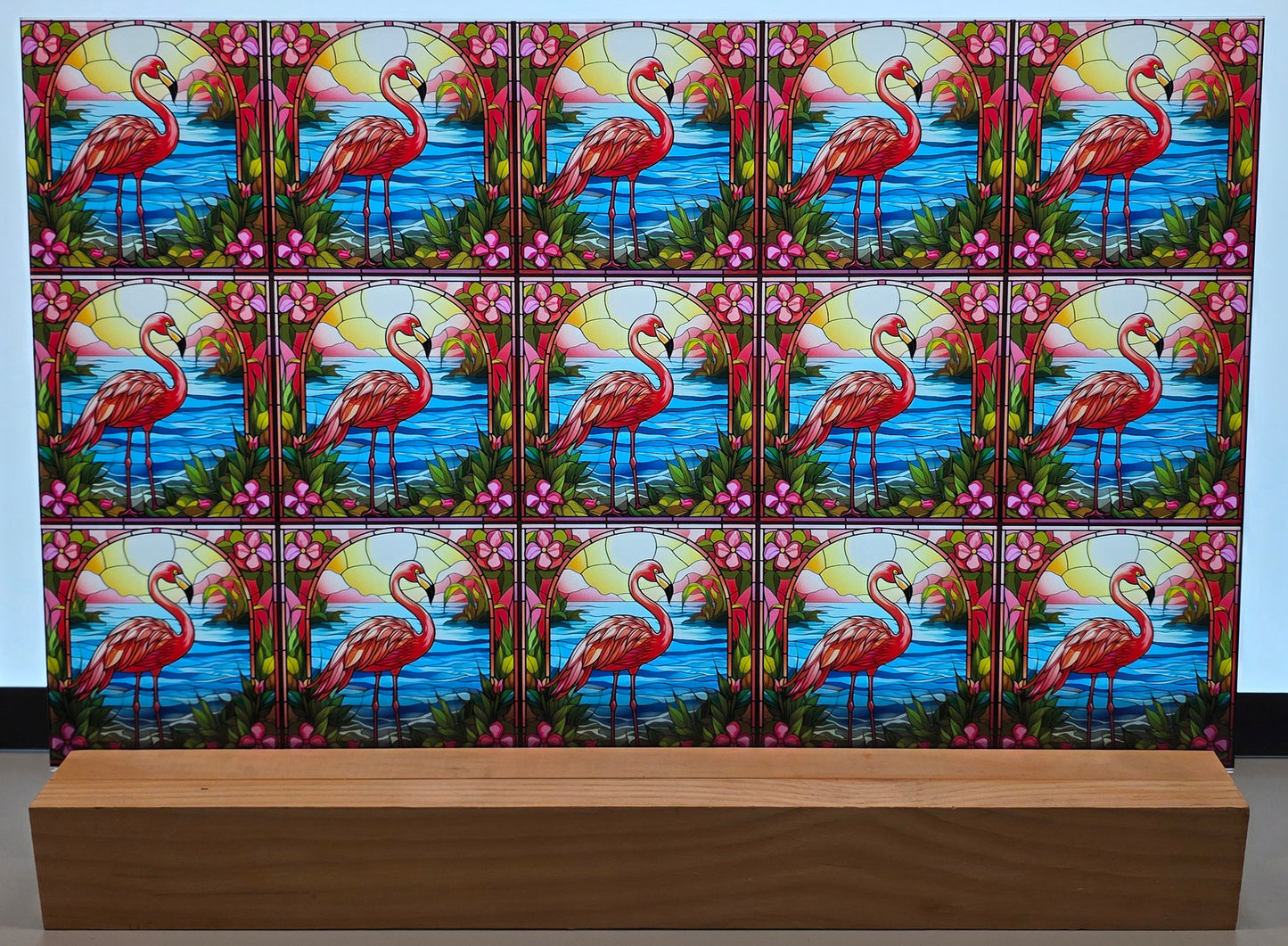 DecoCraft - Scenic Elevated Texture Tiles - Sunset Serenade Flamingo