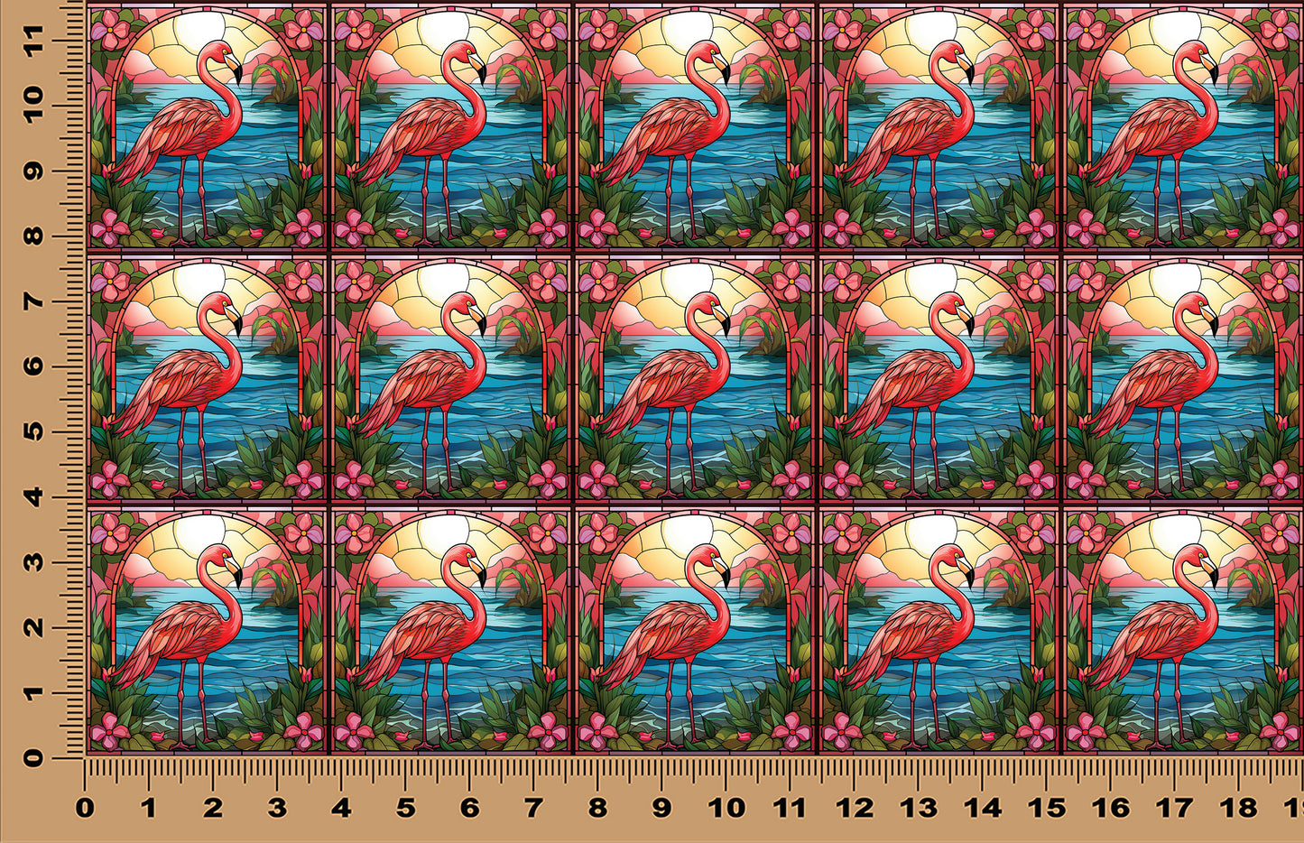 DecoCraft - Scenic Elevated Texture Tiles - Sunset Serenade Flamingo