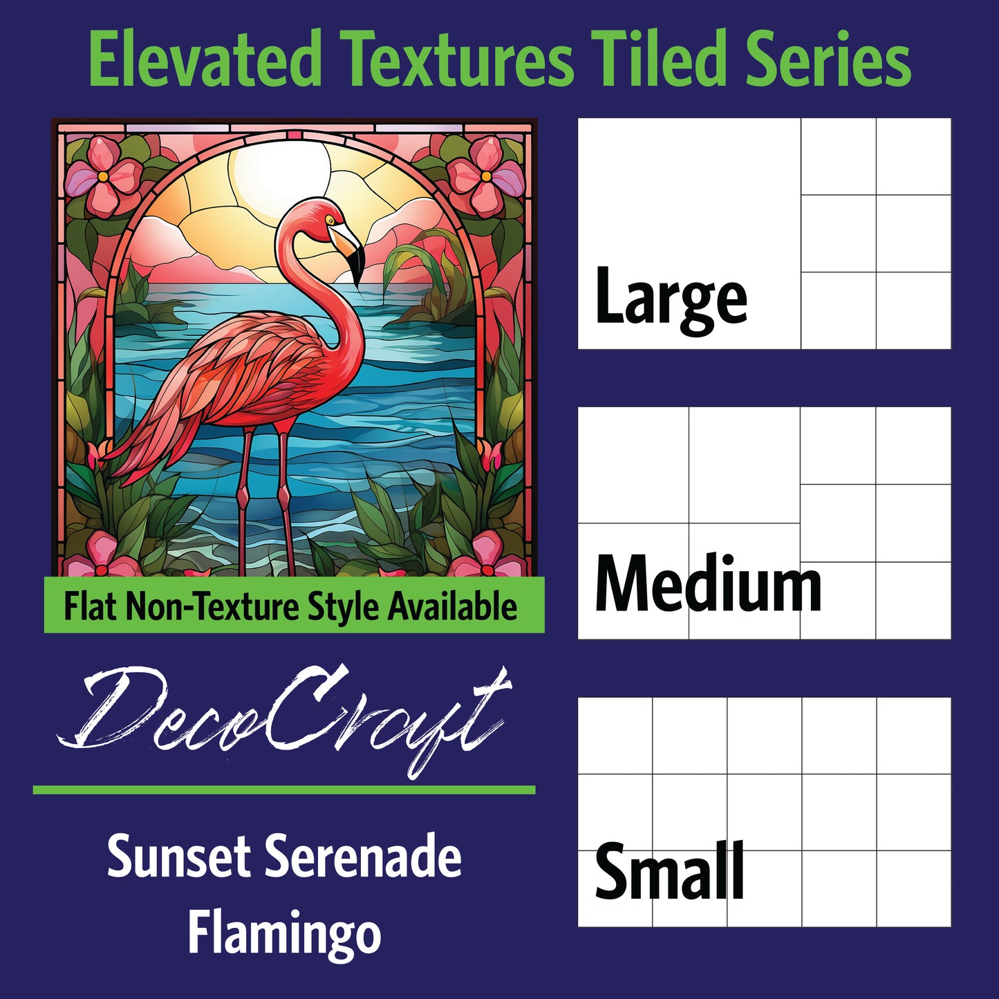 DecoCraft - Scenic Elevated Texture Tiles - Sunset Serenade Flamingo