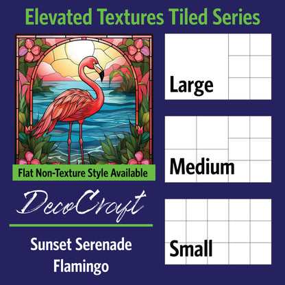 DecoCraft - Scenic Elevated Texture Tiles - Sunset Serenade Flamingo