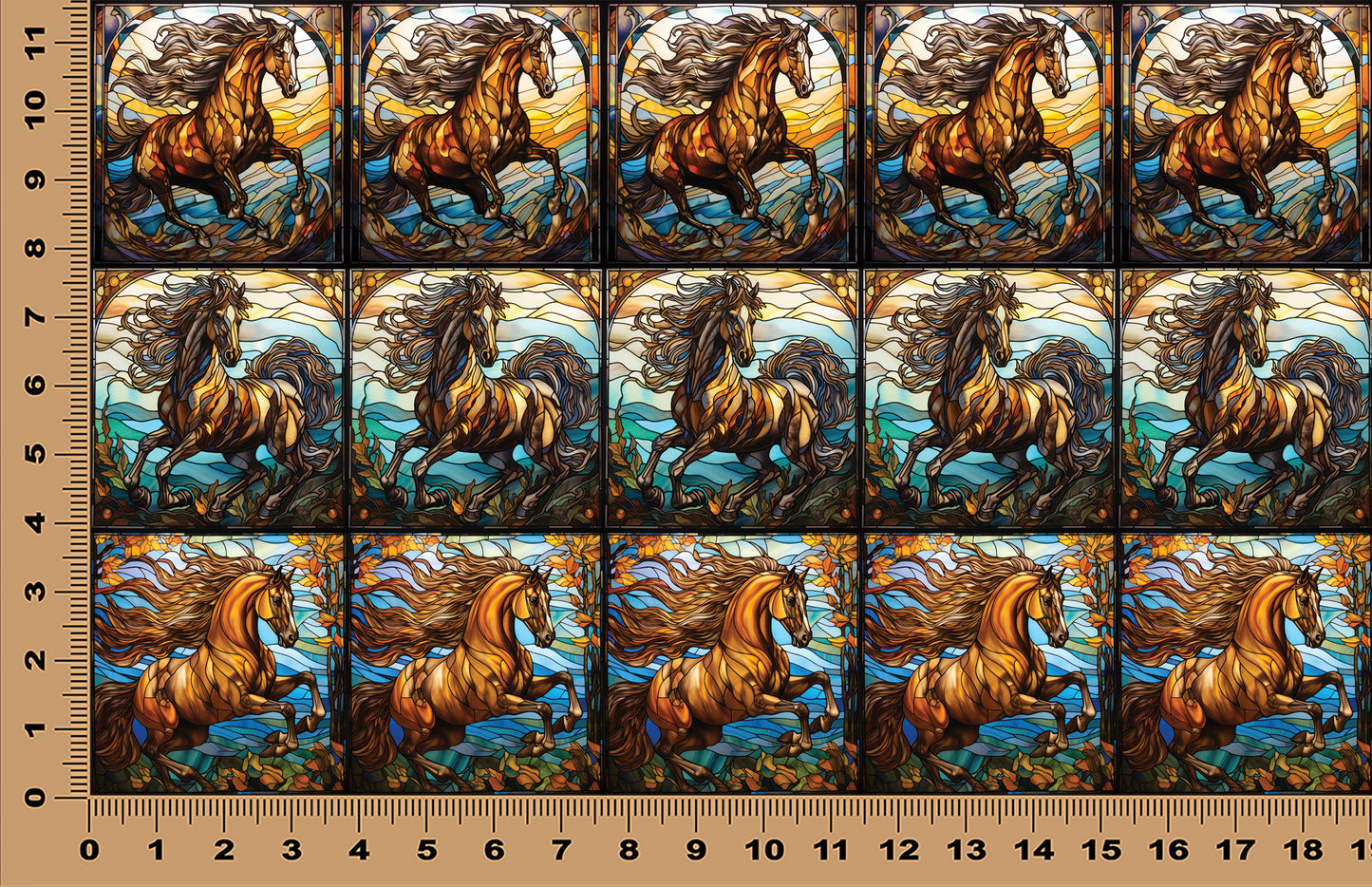 DecoCraft - Scenic Elevated Texture Tiles - Realistic Stained Glass - Wild Horses