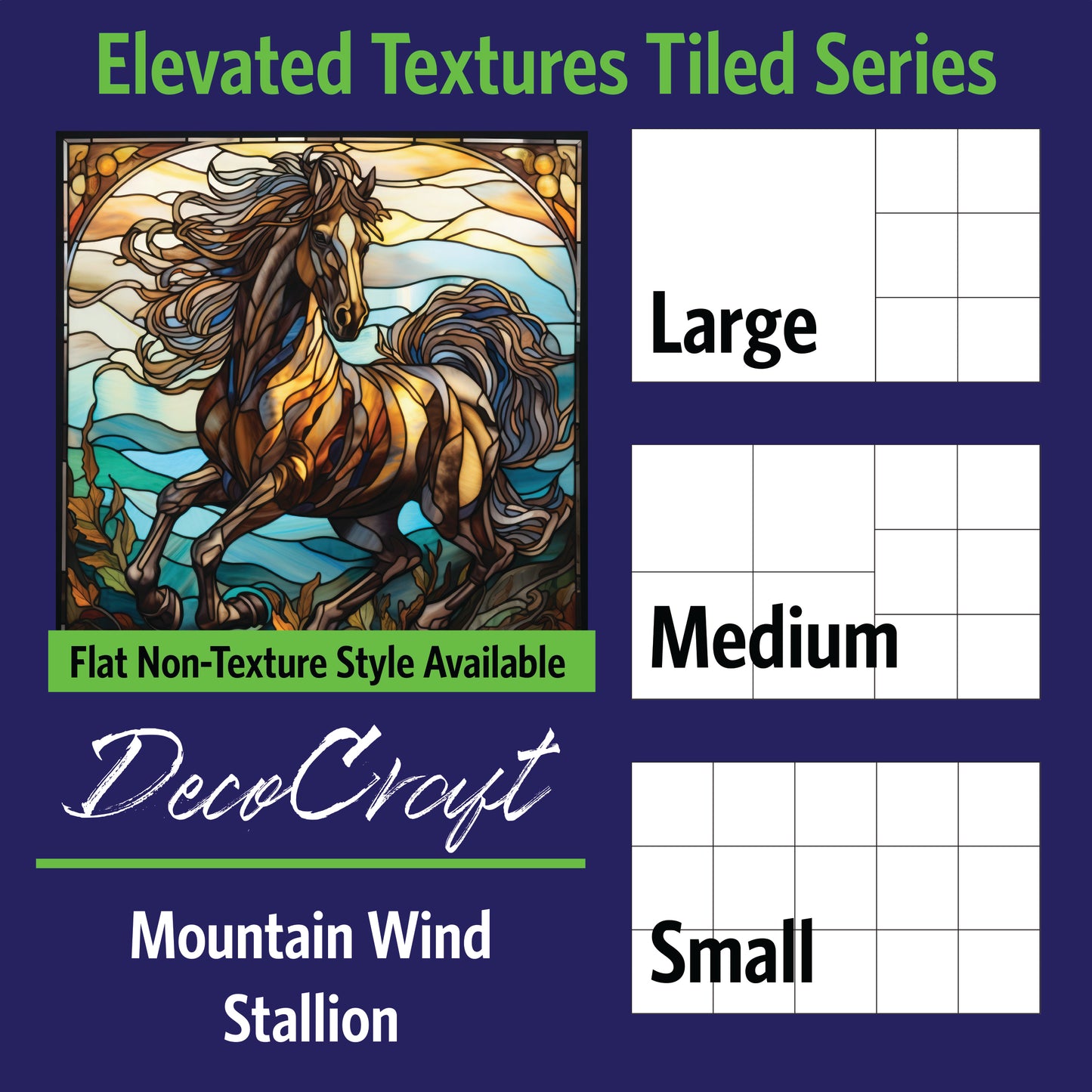 DecoCraft - Scenic Elevated Texture Tiles - Mountain Wind Stallion