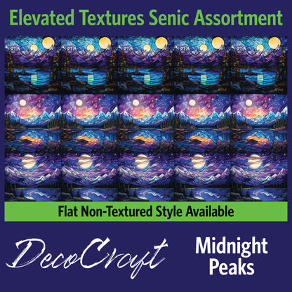 DecoCraft - Scenic Elevated Texture Tiles - Realistic Stained Glass - Midnight Peaks