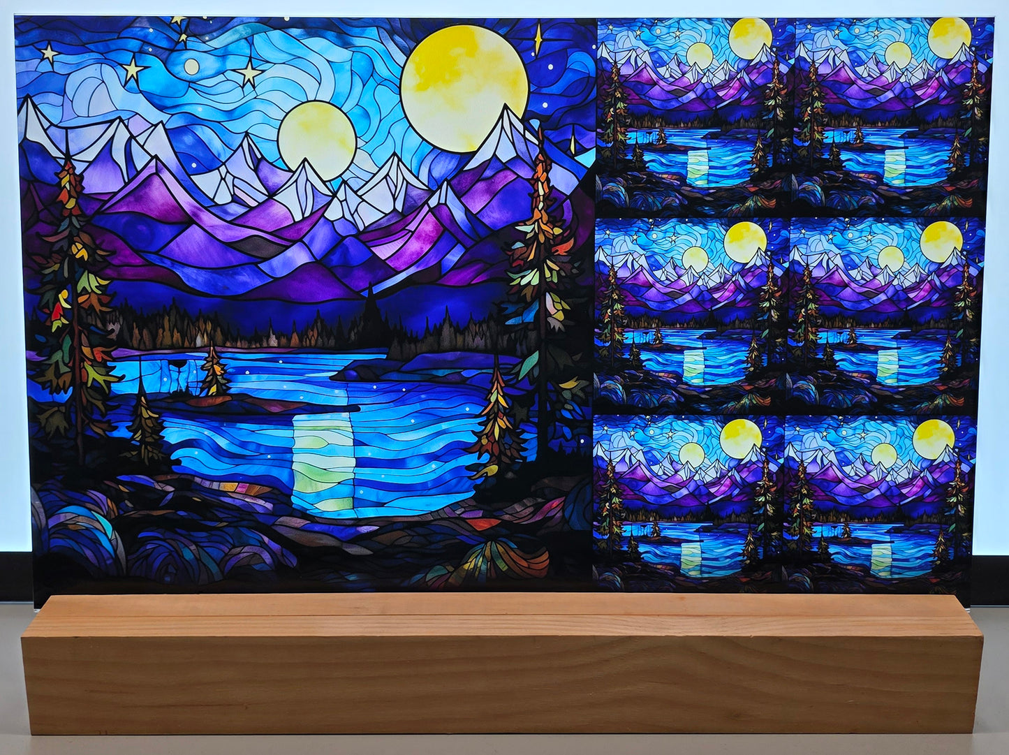 DecoCraft - Scenic Elevated Texture Tiles - Moonrise Over Alpine Lake