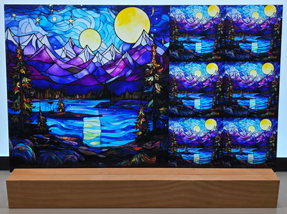 DecoCraft - Scenic Elevated Texture Tiles - Moonrise Over Alpine Lake