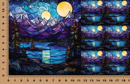 DecoCraft - Scenic Elevated Texture Tiles - Moonrise Over Alpine Lake