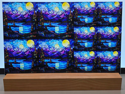 DecoCraft - Scenic Elevated Texture Tiles - Moonrise Over Alpine Lake