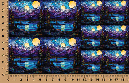 DecoCraft - Scenic Elevated Texture Tiles - Moonrise Over Alpine Lake