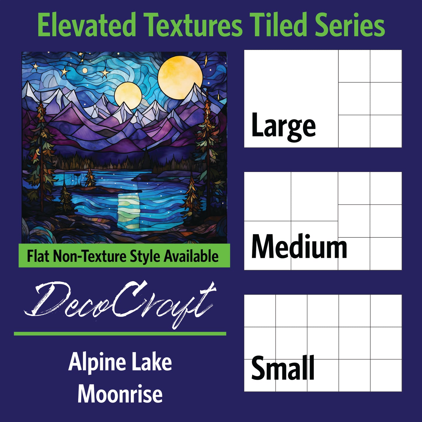 DecoCraft - Scenic Elevated Texture Tiles - Moonrise Over Alpine Lake