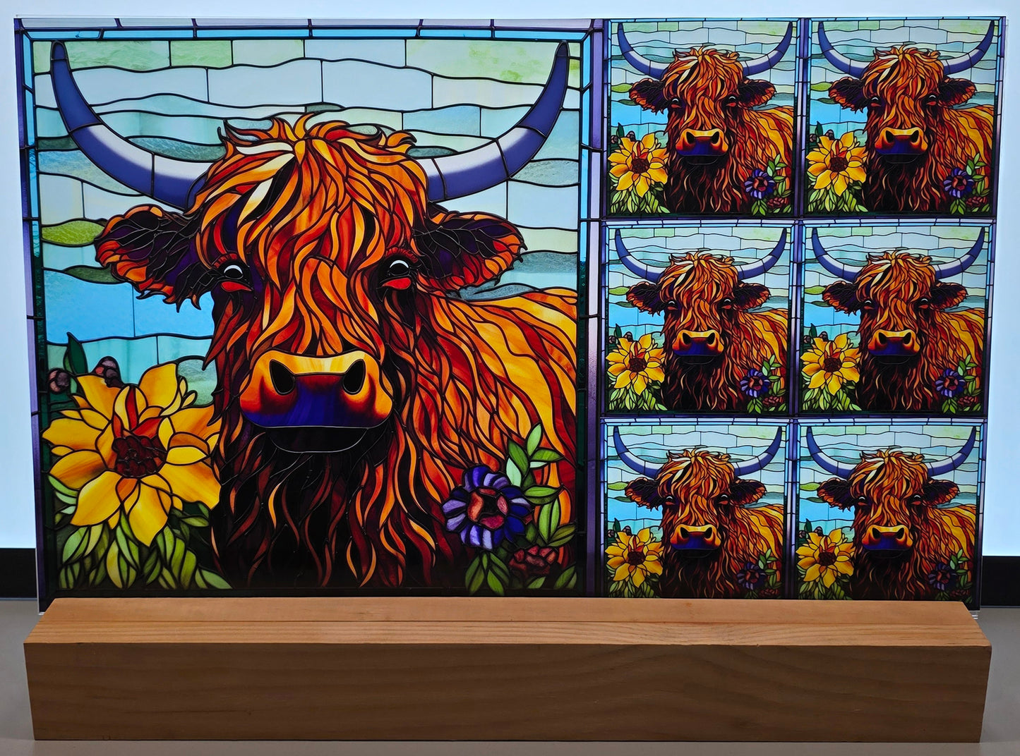 DecoCraft - Scenic Elevated Texture Tiles - Highland Cow in Bloom