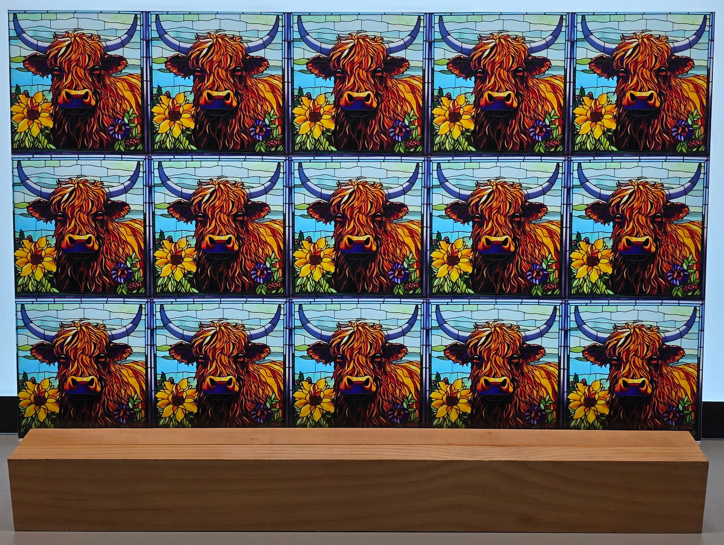 DecoCraft - Scenic Elevated Texture Tiles - Highland Cow in Bloom