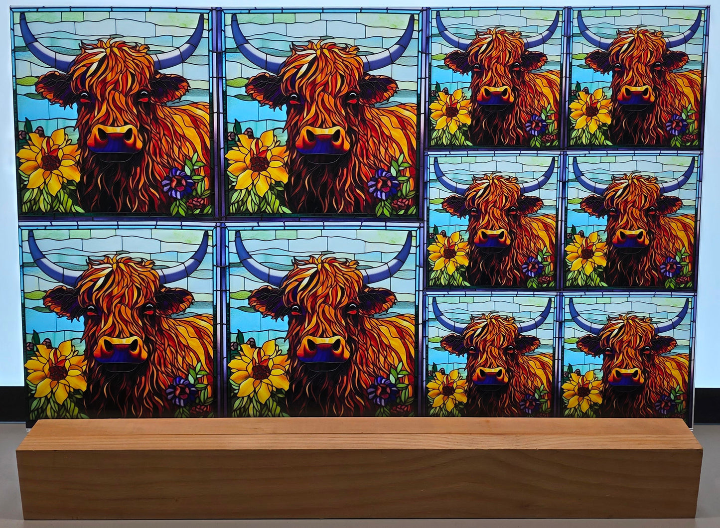 DecoCraft - Scenic Elevated Texture Tiles - Highland Cow in Bloom