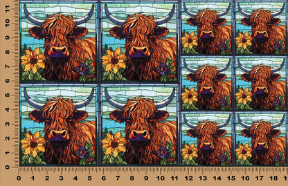 DecoCraft - Scenic Elevated Texture Tiles - Highland Cow in Bloom