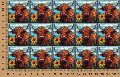 DecoCraft - Scenic Elevated Texture Tiles - Highland Cow in Bloom