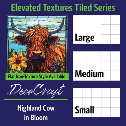 DecoCraft - Scenic Elevated Texture Tiles - Highland Cow in Bloom