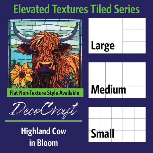 DecoCraft - Scenic Elevated Texture Tiles - Highland Cow in Bloom