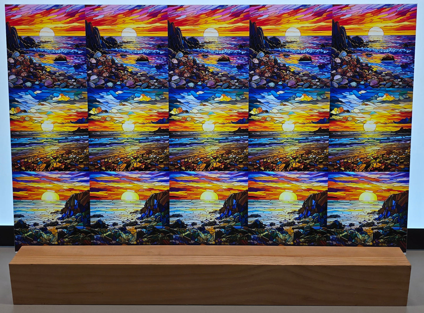 DecoCraft - Scenic Elevated Texture Tiles - Realistic Stained Glass - Coastal Sunsets