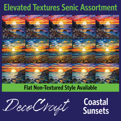 DecoCraft - Scenic Elevated Texture Tiles - Realistic Stained Glass - Coastal Sunsets